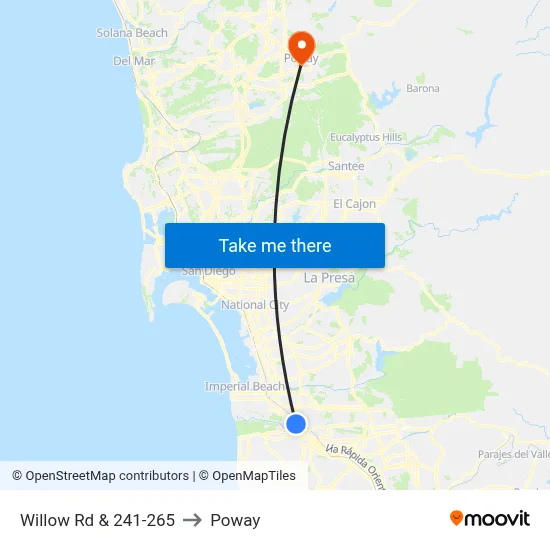 Willow Rd & 241-265 to Poway map
