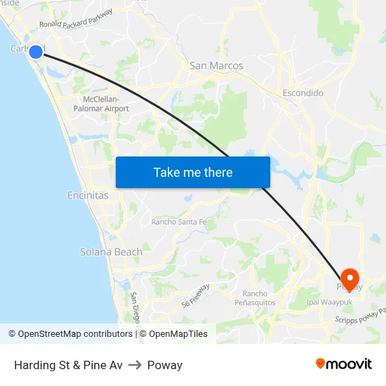 Harding St & Pine Av to Poway map