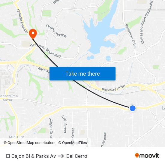 El Cajon Bl & Parks Av to Del Cerro map