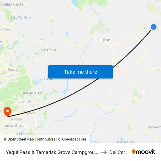 Yaqui Pass & Tamarisk Grove Campground to Del Cerro map
