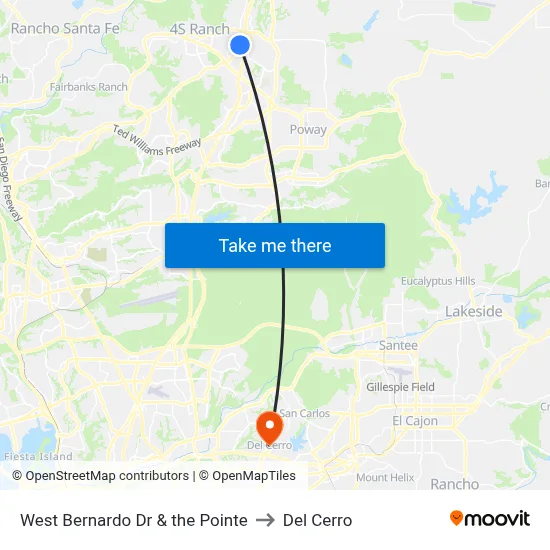 West Bernardo Dr & the Pointe to Del Cerro map