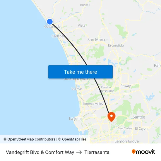 Vandegrift Blvd & Comfort Way to Tierrasanta map