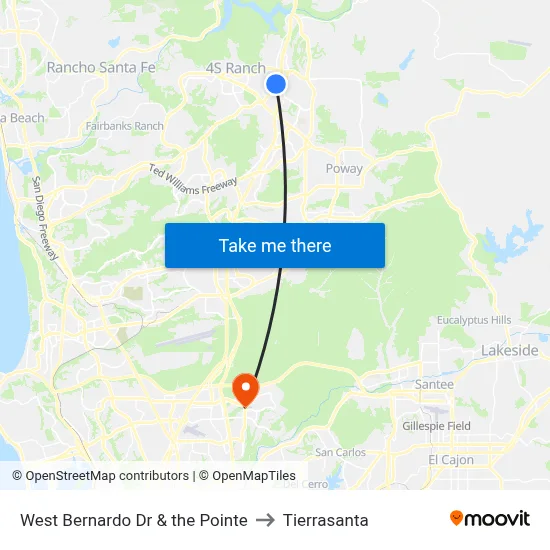 West Bernardo Dr & the Pointe to Tierrasanta map