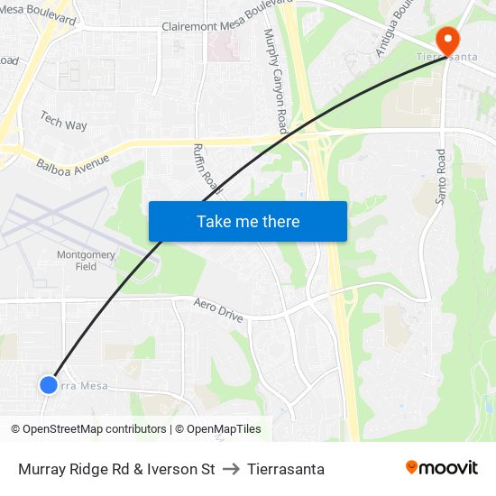 Murray Ridge Rd & Iverson St to Tierrasanta map