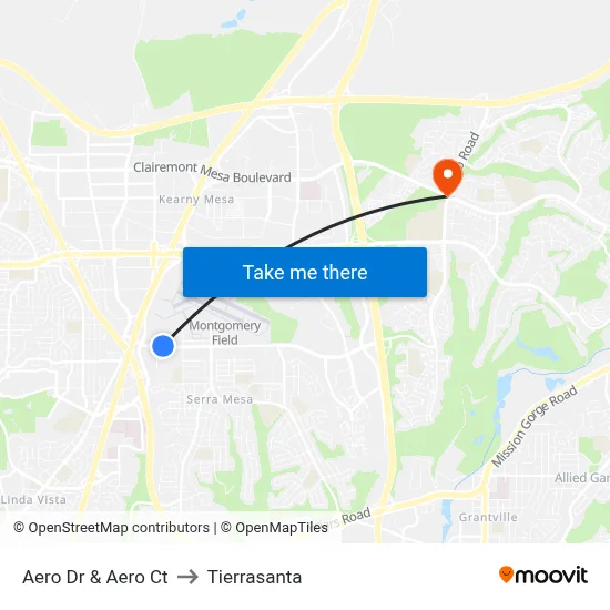 Aero Dr & Aero Ct to Tierrasanta map