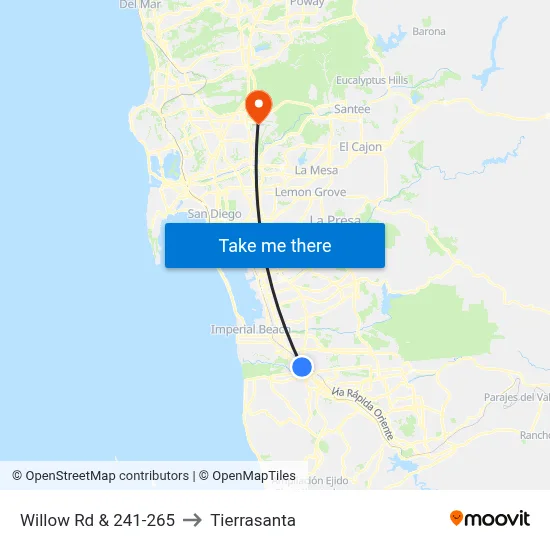 Willow Rd & 241-265 to Tierrasanta map