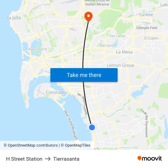 H Street Station to Tierrasanta map