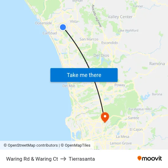 Waring Rd & Waring Ct to Tierrasanta map