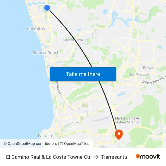El Camino Real & La Costa Towne Ctr to Tierrasanta map