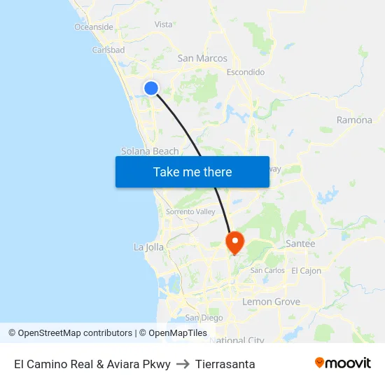 El Camino Real & Aviara Pkwy to Tierrasanta map