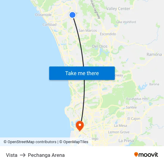 Vista to Pechanga Arena map