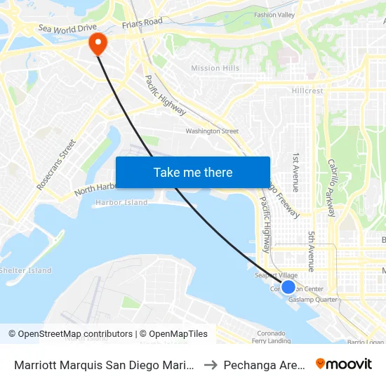 Marriott Marquis San Diego Marina to Pechanga Arena map
