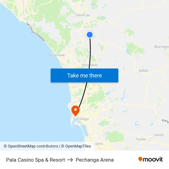 Casino to Pechanga Arena map