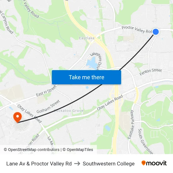 Lane Av & Proctor Valley Rd to Southwestern College map