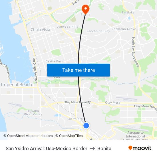 San Ysidro Arrival: Usa-Mexico Border to Bonita map
