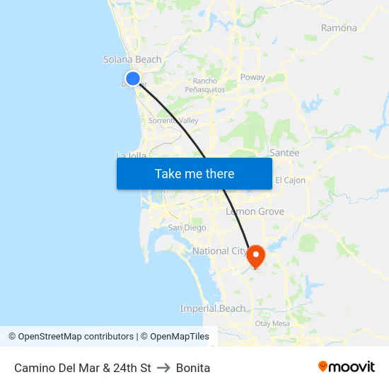Camino Del Mar & 24th St to Bonita map