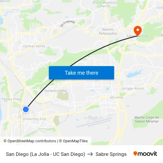 San Diego (La Jolla - UC San Diego) to Sabre Springs map