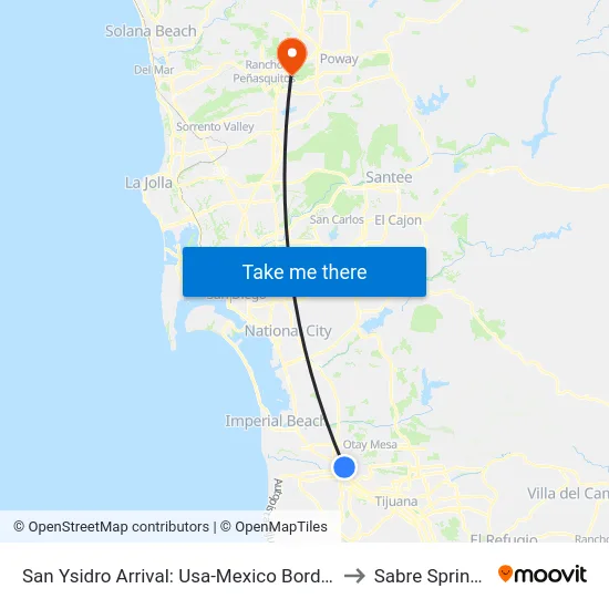 San Ysidro Arrival: Usa-Mexico Border to Sabre Springs map