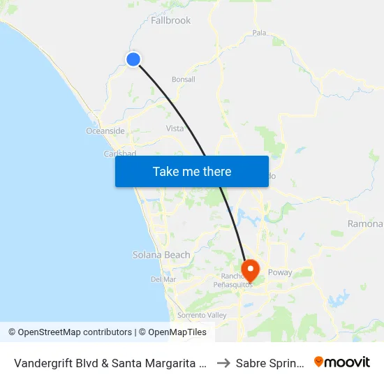 Vandergrift Blvd & Santa Margarita Rd to Sabre Springs map