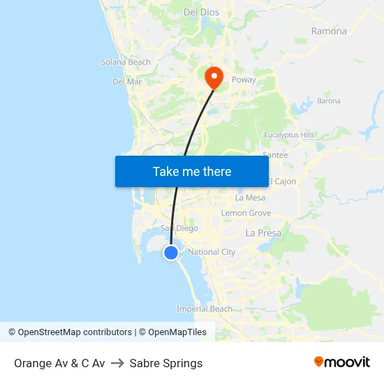 Orange Av & C Av to Sabre Springs map