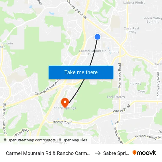 Carmel Mountain Rd & Rancho Carmel Dr (N) to Sabre Springs map
