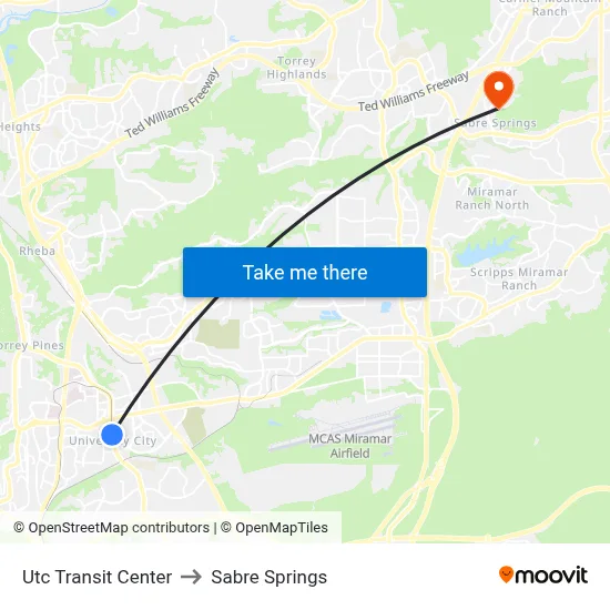 Utc Transit Center to Sabre Springs map