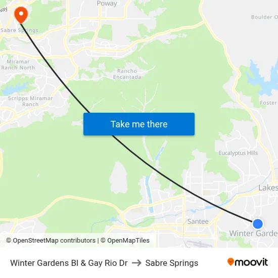 Winter Gardens Bl & Gay Rio Dr to Sabre Springs map