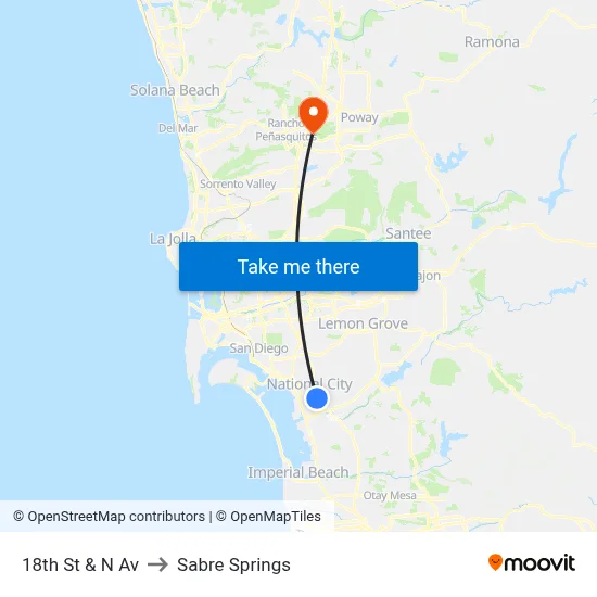 18th St & N Av to Sabre Springs map