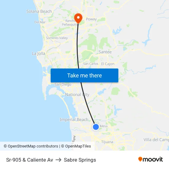 Sr-905 & Caliente Av to Sabre Springs map