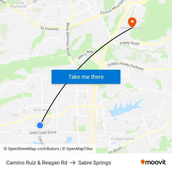 Camino Ruiz & Reagan Rd to Sabre Springs map