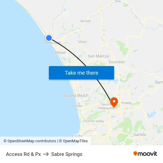 Access Rd & Px to Sabre Springs map