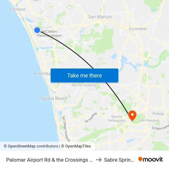 Palomar Airport Rd & the Crossings Dr to Sabre Springs map