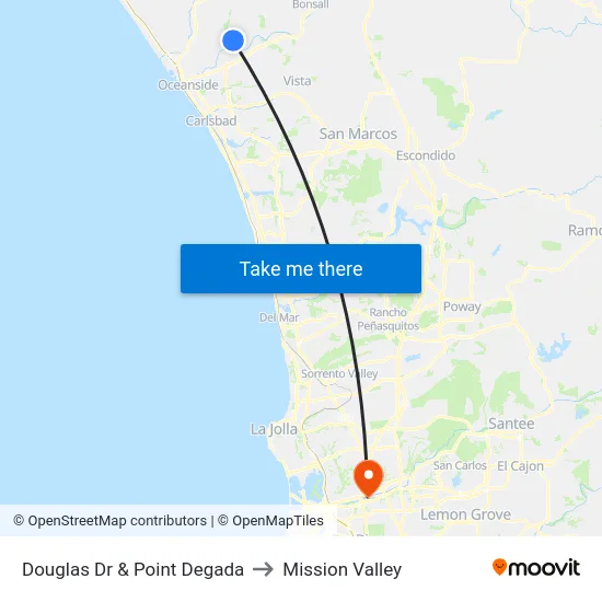 Douglas Dr & Point Degada to Mission Valley map