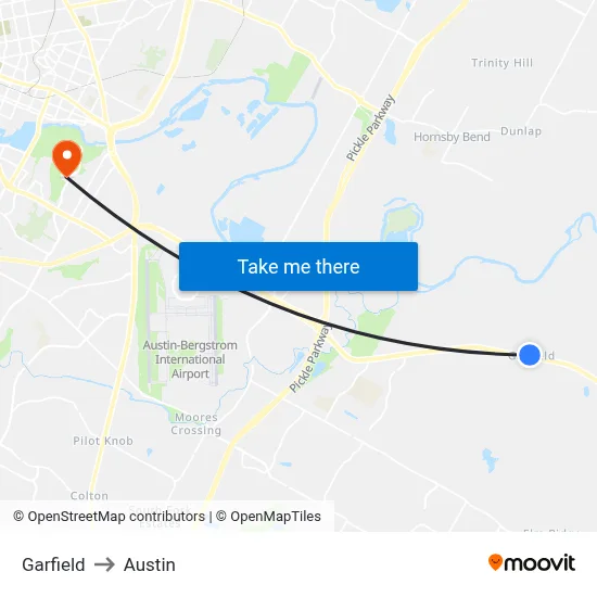 Garfield to Austin map