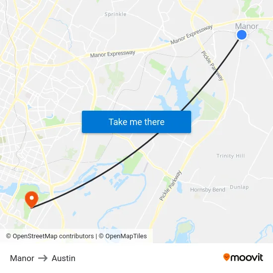 Manor to Austin map