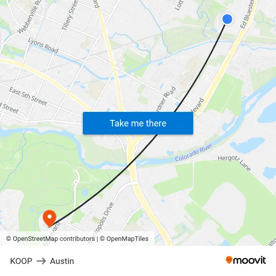KOOP to Austin map