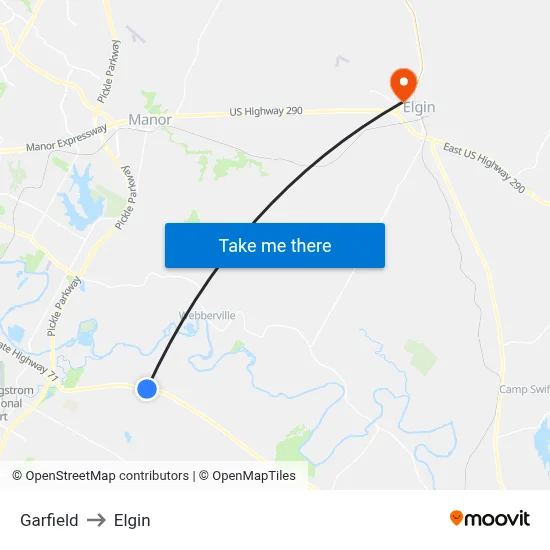 Garfield to Elgin map