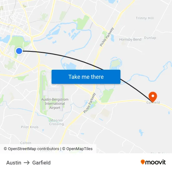 Austin to Garfield map