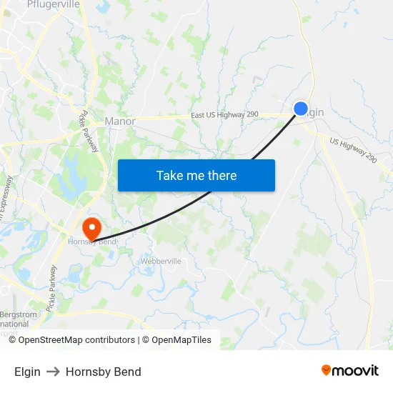 Elgin to Hornsby Bend map