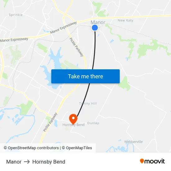Manor to Hornsby Bend map