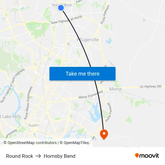 Round Rock to Hornsby Bend map