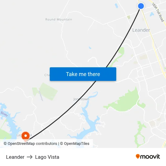 Leander to Lago Vista map
