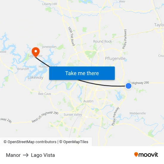 Manor to Lago Vista map