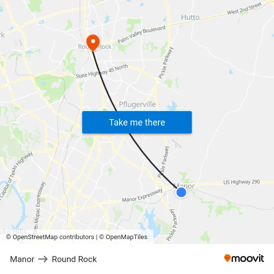 Manor to Round Rock map