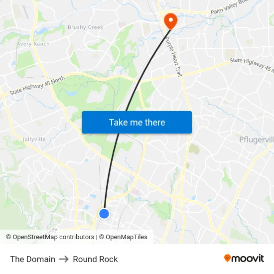 The Domain to Round Rock map