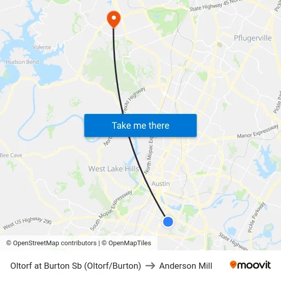 Oltorf at Burton Sb (Oltorf/Burton) to Anderson Mill map