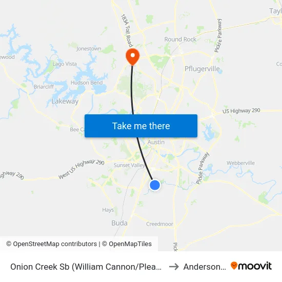 Onion Creek Sb (William Cannon/Pleasant Valley) to Anderson Mill map
