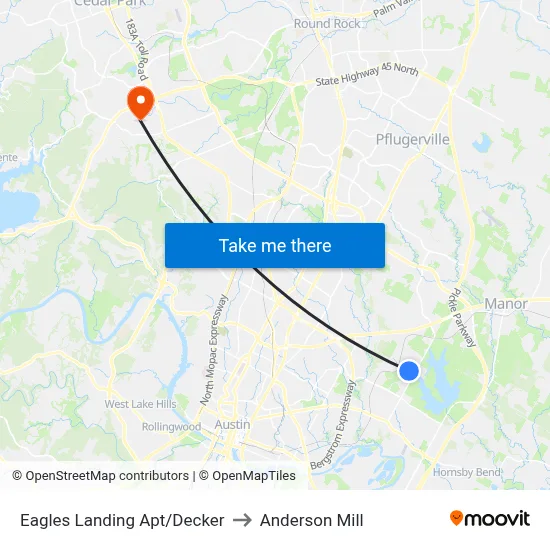 Eagles Landing Apt/Decker to Anderson Mill map