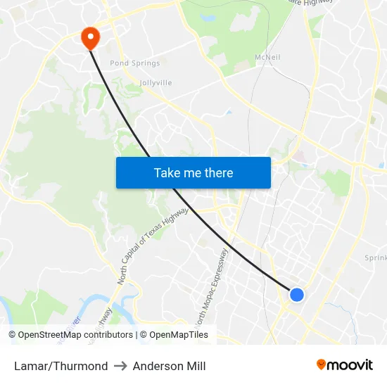 Lamar/Thurmond to Anderson Mill map