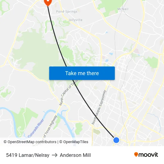 5419 Lamar/Nelray to Anderson Mill map